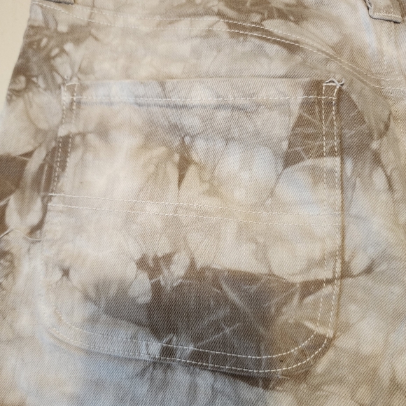 DICKIES Cream Tan Tie Dye Denim Shorts Cuffed Hem Stretchy Festival Size 11 / 30 - Picture 12 of 16